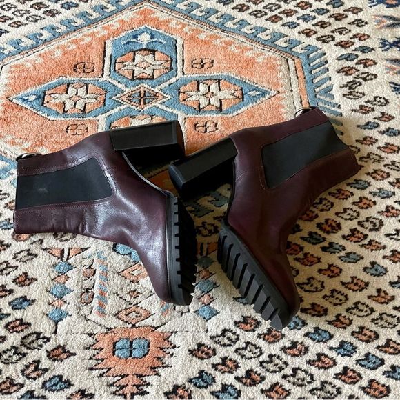 Paige Natasha Wine Red Water Resistant Stack Heel Chelsea Booties - Picture 6 of 6